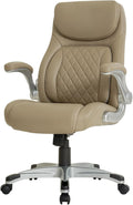 Nouhaus +Posture Ergonomic PU Leather Office Chair. Click5 Lumbar Support with FlipAdjust Armrests. Modern Executive Chair and Computer Desk Chair (Taupe)