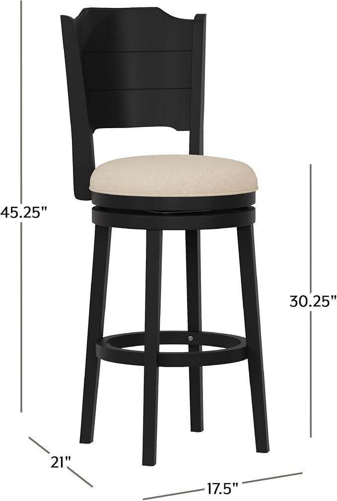 Hillsdale Clarion Wood Bar Height Swivel Stool, Black