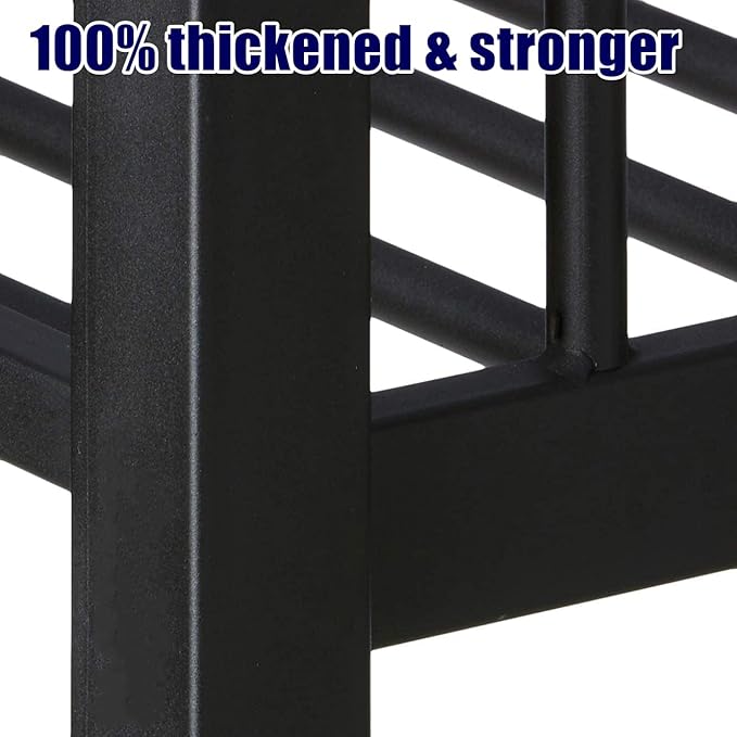 Higher Quality & Stronger Heavy Duty Steel Black Bunk Bed Queen Over Queen Size Bunkbed, Thickened More Stable Safer Metal Bunk Bed (Easier to Assemble)