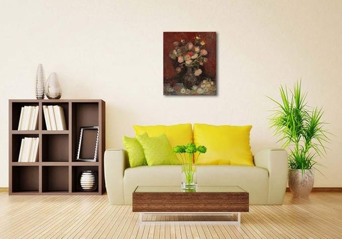 Wieco Art Vase with Chinese Asters and Gladioli Large Canvas Prints Wall Art by Van Gogh Famous Oil Paintings Reproduction Modern Abstract HD Flowers Artwork Pictures for Living Room Home