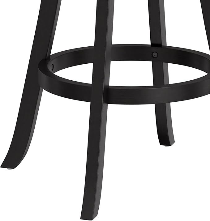 Hillsdale Laymon Modern Wood Swivel Stool with Upholstered Seat, Bar Height, Black