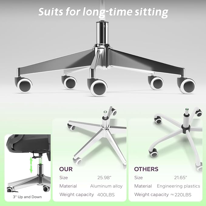 Ergonomic Office Chair with Adjustable Lumbar Support & Flip-Up Armrests - High Back Computer Desk Chair with Thickened Seat Cushion, Rolling Wheels for Home/Office Study Work (05black)