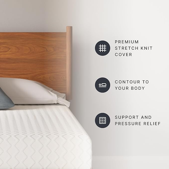 Signature Design by Ashley Twin Size Chime 10 Inch Medium Firm Memory Foam Mattress with Green Tea & Charcoal Gel for Pressure Relief, Fiberglass Free, Mattress In A Box