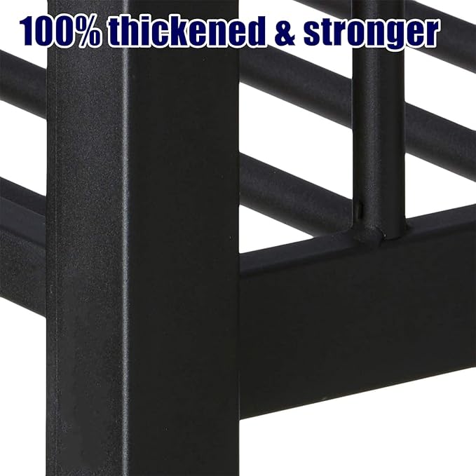 Stronger & Higher Quality Heavy Duty Steel Bunk Bed Queen Over Queen Size Bunkbed, Thickened Safer More Stable Metal Queen Bunk Bed Frame (Faster Assembly)