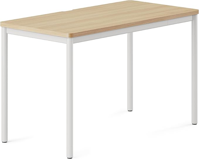 Branch Daily Desk - Functional at Home Office Desk with Effortless Assembly, Timeless Design, Rounded Corners, and Built-in Cable Notch - 48” W x 28.5” H x 24” D - Woodgrain Work Table