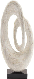 Deco 79 Mother of Pearl Shell Abstract Decorative Sculpture Swirl Home Decor Statue with Black Base, Accent Figurine 12" x 5" x 30", White