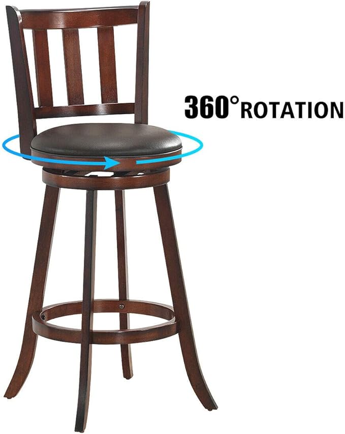 COSTWAY Bar Stools Set of 4, Counter Height Dining Chair, Fabric Upholstered 360 Degree Swivel, PVC Cushioned Seat, Perfect for Dining and Living Room (Height 29.5''-Set of 4)