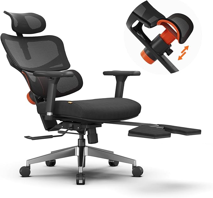Newtral Ergonomic Office Chair with Fully Adaptive Lumbar Support, 136°Tilt Function, Computer Desk Chair with Soft 4D Armrest, Adjustable Headrest (Supreme Without Laptop Tray, Black)