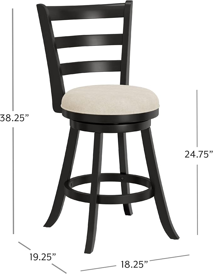 Hillsdale Laymon Wood Kitchen Counter Height Swivel Stool, Black