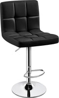 Yaheetech Bar Stools, Adjustable PU Leather Swivel Barstools, Modern Counter Stools with Back and Footrest, Counter Height Barstools for Bar, Kitchen, Dining Room, Black