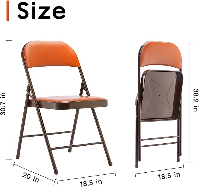 SKOK 4 Pack Padded Folding Chairs with Upholstered Cushion & Back, Padded Seats for Indoor & Outdoor, Portable Stackable Commercial Foldable Chairs w/Metal Frame for Events, Wedding Party