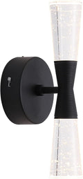 JoollySun Black Wall Sconce Crystal: Dimmable 3-Color (3000K-6000K) LED Bathroom Lighting for Hallway Bedroom Decorative