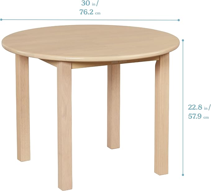 ECR4Kids 30in D Round Hardwood Table with 22in Legs, Kids Furniture, Antique White