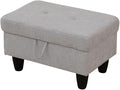 Ottoman Storage Ottoman Bench Flannel Footrest Footstool with Hinged Lid for Living Room, Bedroom, Entryway, Grey, 28.5"X19"X17.5"