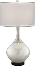 Possini Euro Design Swift Modern Table Lamp 30 1/2" Tall with Round Black Marble Riser Mercury Glass Chrome Double Drum Shade for Bedroom Living Room Nightstand Bedside Night Stand Office Kids Room