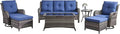 HUMMUH Outdoor Furniture Patio Furniture Set 7 Pieces Wicker Outdoor Sectional Sofa with Swivel Rocking Chairs,Patio Ottomans,Coffee Side Table