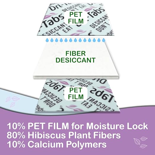 Dri-Tabs | Food-Safe Moisture Absorbers – Keep Fruits, Veggies, Snacks, Bread & More Fresher, Longer! Eco-Friendly, Plant Based Desiccant That Replaces Silica Gel Packets - 75pk (Magenta)