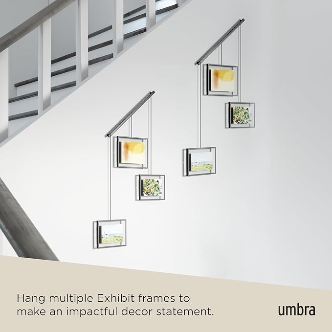 Umbra Exhibit Picture Frame Gallery Set Adjustable Collage Display for 5 Photos, Prints, Artwork & More (Holds Two 4 x 6 inch and Three 5 x 7 inch Images), Black