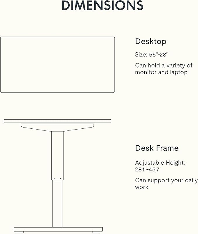 FLEXISPOT EN1 One-Piece Electric Standing Desk, 55 x 28 inch Stand Up Desk for Home Office (Silver Frame + 55" Natural Top, 2 Packages)