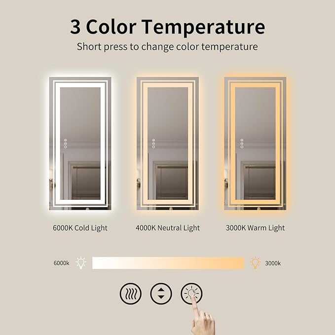WTTY LED Bathroom Mirror 84''x40'' with Front and Backlight, Large Dimmable LED Vanity Wall Mirrors, Double LED Mirror for Bathroom with Anti-Fog, 3 Colors, Memory Function, Shatter-Proof, ETL Listed