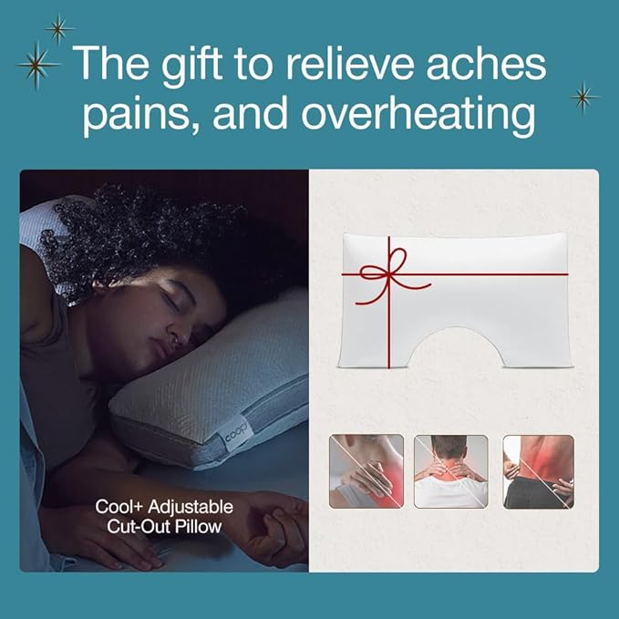 Coop Home Goods Cool+ Cut-Out Adjustable Pillow King with Cooling Gel & Shoulder Cut-Out for Head Support, Side Sleeper Pillow, Neck Support for Sleeping, CertiPUR-US/GREENGUARD Gold