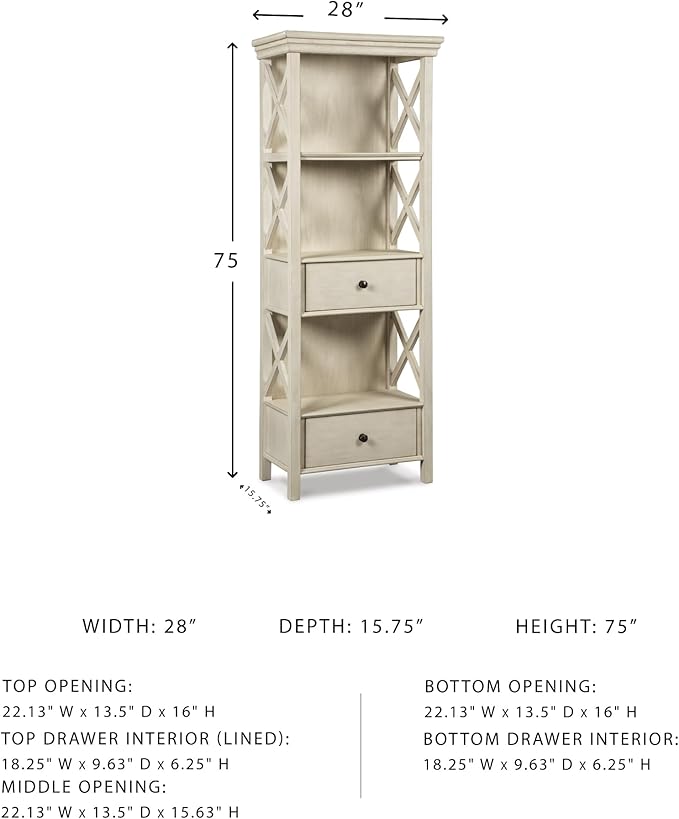 Signature Design by Ashley Bolanburg Cottage Chic Display Cabinet or Bookcase, Antique White