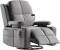 MAMAZING Triple Motor Power Swivel Rocker Recliner Chair with Adjustable Armrests for Adults, FSC Certified Faux Leather Rocking Chair Nursery for Breastfeeding, Dark Gray