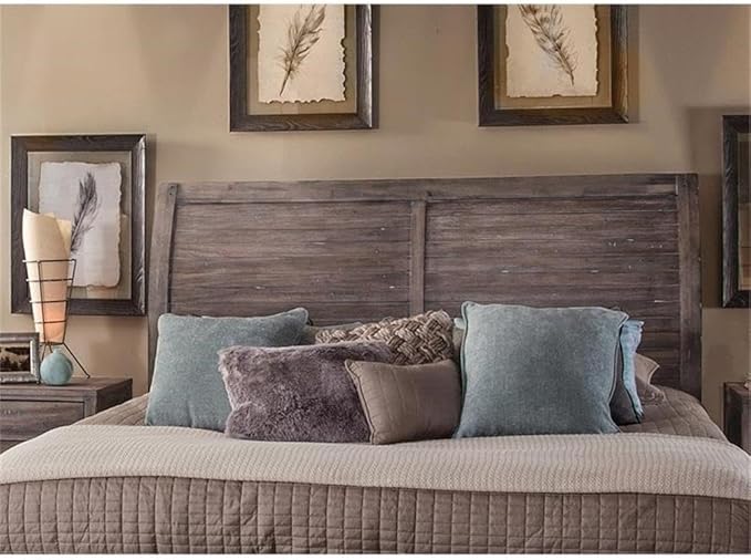 American Woodcrafters Aurora Weathered Gray Wood King Sleigh Headboard