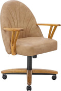 Chromcraft Caster Swivel Tilt Dining Chairs, PU Leather Chairs with Soft Wheels, Ultra Comfy Sturdy Kitchen Room Chairs, Rolling Chair on Wheels for Home (Ivanhoe NPL Nude)