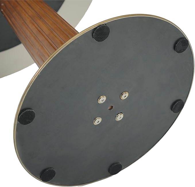 Sintered Stone Office Table - 33.5" Round Table for Small Offices (Light Brown Leg and White Top, 1 Table Only)