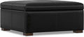 SIMPLIHOME Gabbie 36 inch Wide Contemporary Square Square Coffee Table Storage Ottoman in Midnight Black PU Black Faux Leather, Assembled, for The Living Room, Entryway and Family Room