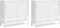 SIMPLIHOME Harper Solid Wood 48 inch Storage Cabinet in Teak Brown (Set of 2) for The Living Room, Entryway and Family Room