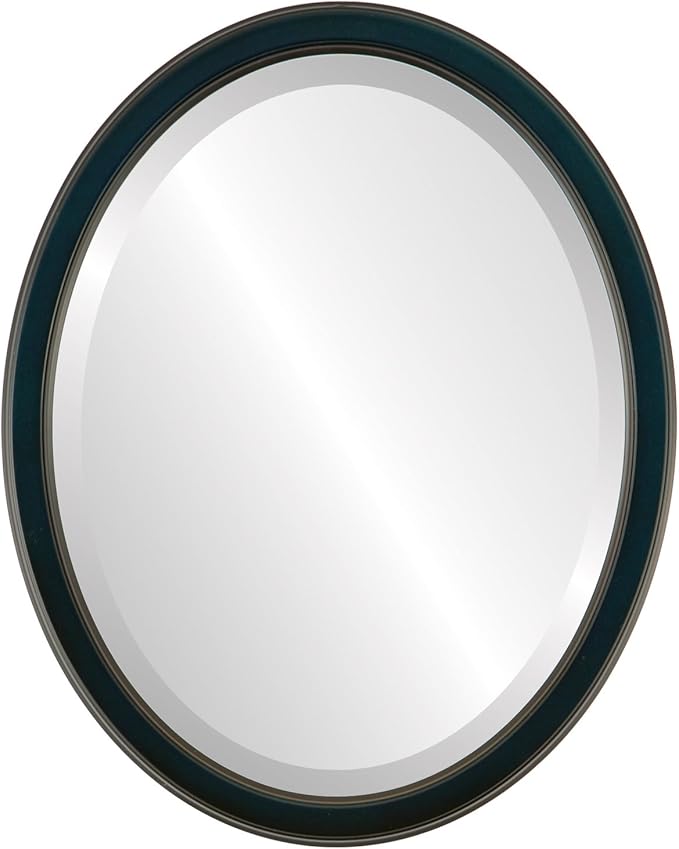 OVALCREST Oval Beveled Wall Mirror for Home Decor - Toronto Style - Royal Blue - 26" x 22"