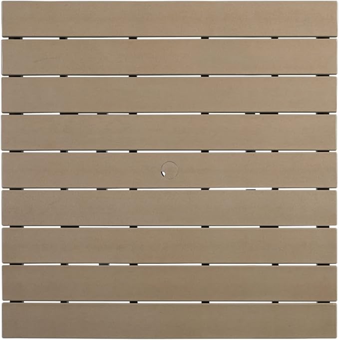 Signature Design by Ashley Outdoor Fairen Trail HDPE Patio Counter Table with Umbrella Hole, Stainless Steel, 41.5" W x 41.75" D x 37.13" H, 2-Tone Black & Driftwood Finish