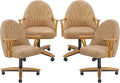 Chromcraft Set of 4 Caster Swivel Tilt Dining Chairs, PU Leather Chairs with Soft Wheels, Ultra Comfy Sturdy Kitchen Room Chairs, Rolling Chair on Wheels for Home (Ivanhoe NPL Nude)