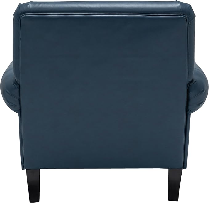 Accent Chair,22.4" Seat Depth Armchair with Roll Arms,36.6W*34.3D*34.6H Living Room Chair,Wood Legs,Set of 1,Faux Leather in Navy
