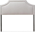 Urban Upmarket Modern and Contemporary Fabric Upholstered Headboard, Nailded Trim Head Board Beige/Queen