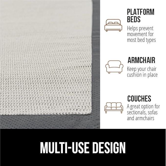 GORILLA GRIP Non Slip Couch Gripper, Prevents Couches from Sliding and Holds Bed in Place, Pad Grips Beds, Sofa, Mattresses, Chair Cushions and Helps Keep Topper from Slipping, Easy Trim Pads