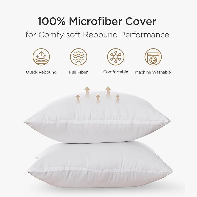 Acanva 28x28 Throw Pillow Inserts Set of 4, Premium Polyester Fiber Fill Square Sham Stuffer Cushion for Sofa, Bed, Couch and Chair, Machine Washable, 28x28 Inch(for 26x26 Cover), White 4 Count