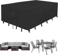Easy-Going Rectangle Patio Furniture Cover Waterproof Outdoor Dining Table and Chair Cover Anti-UV Outside Sectional Sofa Set Covers (74"L x 47"W x 28"H, Black)