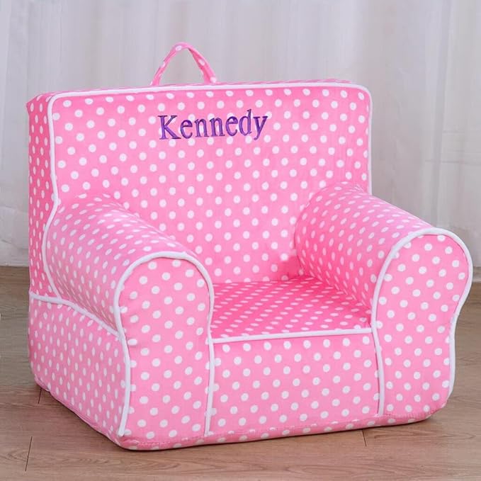 DIBSIES Personalized Creative Wonders Toddler Chair - Ages 1.5 to 4 Years Old (Pink Polka Dots)