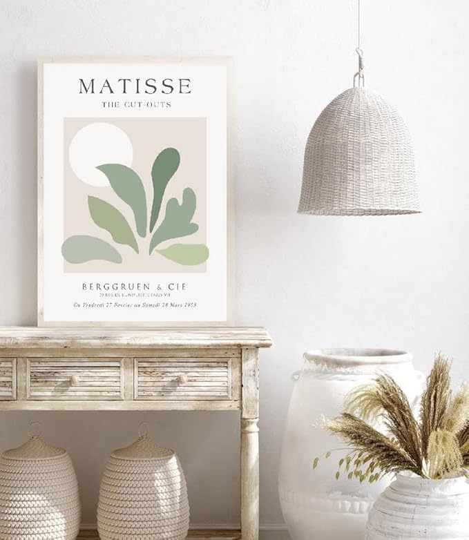 Unframed Sage Green Wall Art Set of 3,12x16IN Abstract Matisse Wall Decor,Quality Canvas Prints Posters Decoration for Bathroom Living Room Bedroom