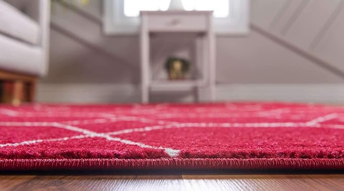 Unique Loom Trellis Frieze Collection Area Rug - Geometric (3' 3" x 5' 3", Red/ Ivory)