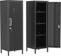 Tall Narrow Storage Cabinet 51.18" H Bathroom Cabinet Metal Pantry Cabinets, 3 Adjustable Shelves for Kitchen, Home Office, Living Room, Dinning Room (Black)