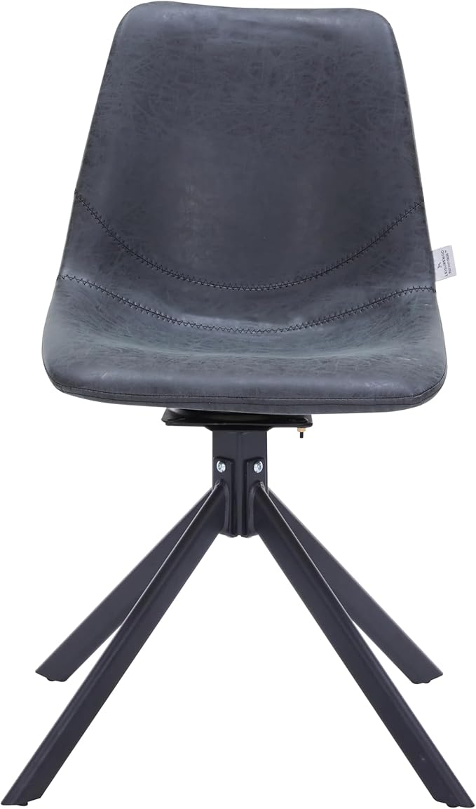 LeisureMod Markley Swivel Leather Dining Side Chair with Durable Iron Legs – Comfortable Accent Chair for Kitchen, Dining Room, or Office Set of 4