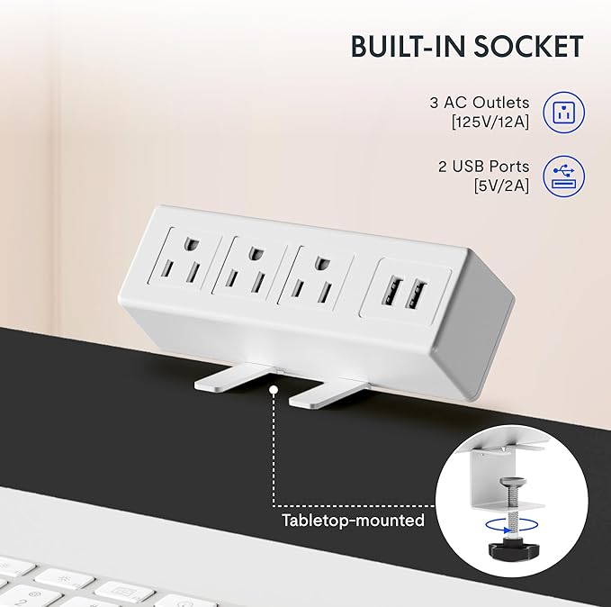 FLEXISPOT EN2 Whole-Piece Standing Desk with Clamp Power Strip, 48 x 30 Electric Stand Up Height Adjustable Desk with Cable Management (White Frame + 48" White Desktop, 2 Packages)