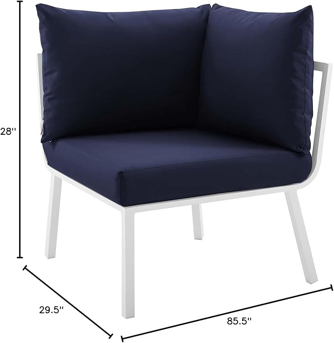 Modway Riverside Outdoor Furniture, 3-Piece Set, White Navy