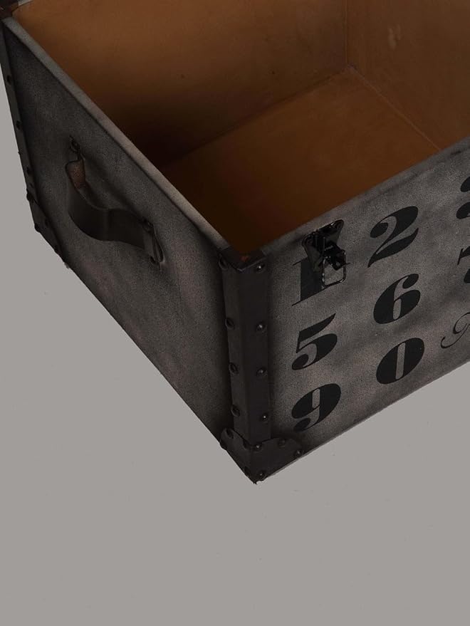Square Shaped Wood & Leather Handmade Eco-Friendly Black Seating Box Pouf - Square Shape Box Pouf, 20"x20"x21", Plain Solid Box Pouf, Wood & Leather Box Pouf, Leather Seating Box AH02