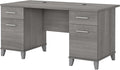 Bush Furniture 60-inch Home Office Desk with Drawers, Large Computer Table with Storage, Transitional Style, Somerset Collection, Platinum Gray