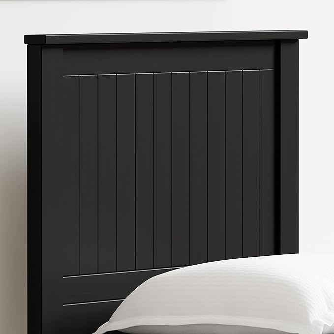 Glenwillow Home Wainscott Wood Panel Headboard in Black - Twin Size